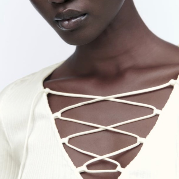 Zara Tied Ribbed Top - Picture 3 of 7